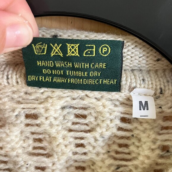 Glencroft Womens Vintage 90s Pure Wool UK Fisherman Sweater Medium Beige SP EXC - Picture 7 of 11